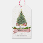 Faux Roze kerstboom | Vakantie Cadeaulabel (Voorkant)
