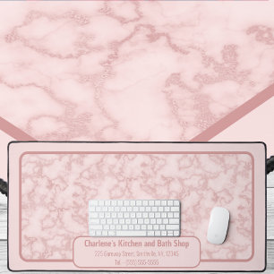 Faux roze marmer voor haar bureaumat