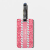 Faux Roze Sequins en Diamonds Bagagelabel (Achterkant verticaal)
