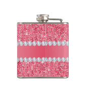 Faux Roze Sequins en Diamonds Heupfles (Achterkant)