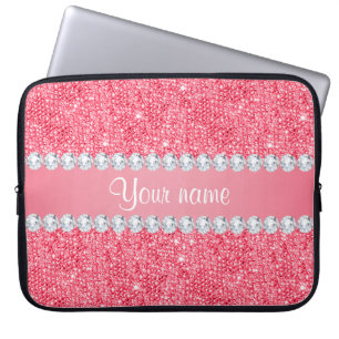 Faux Roze Sequins en Diamonds Laptop Sleeve