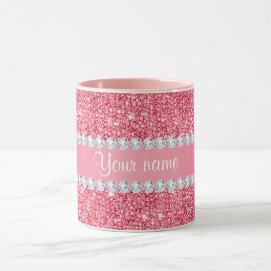 Faux Roze Sequins en Diamonds Mok (Midden)