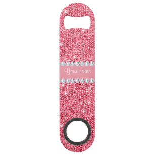 Faux Roze Sequins en Diamonds Speed Flessenopener
