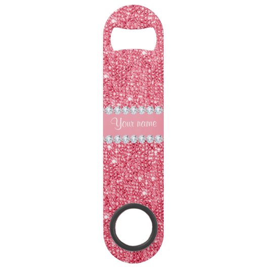 Faux Roze Sequins en Diamonds Speed Flessenopener (Voorkant)