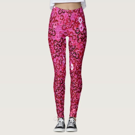 Faux Roze Sequins Leggings (Voorkant)
