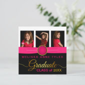 Faux Ruban et Bijoux Photo Graduation Invitation (Debout devant)