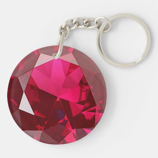 faux ruby diamond print acrylische sleutelhanger (Achterkant)