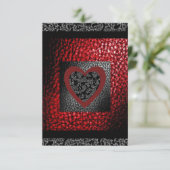 Faux Ruby Leather Valintine Lace Invitation (Debout devant)