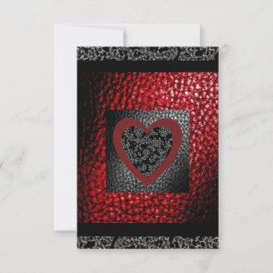 Faux Ruby Leather Valintine Lace Invitation