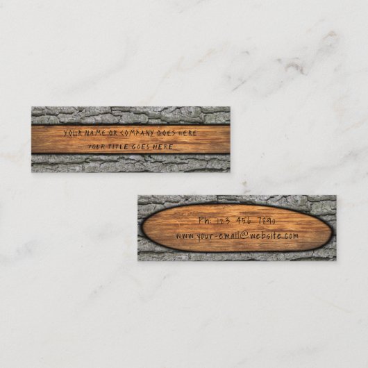 Faux Rustic Dry Wood Grain Boom Bark Mini Visitekaartje (Voorkant / Achterkant)