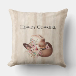 Faux rustieke crème hout roze roos cowgirl kussen