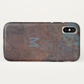 Faux Rusty Metal aangepaste monogram Case-Mate iPhone Case (Achterkant (horizontaal))