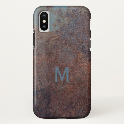 Faux Rusty Metal aangepaste monogram Case-Mate iPhone Case (Achterkant)