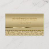 Faux Sapphire Blue Gemstone Metallic Gold Damask Visitekaartje (Achterkant)