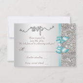 Faux sarcelle noeud argent paillettes RSVP mariage (Dos)