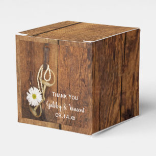 Faux Schuur Hout Daisy Paard Bit Western Bruiloft Bedankdoosjes