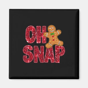 Faux Sequins Oh Snap Kerstmis Gingerbread Familie Magneet