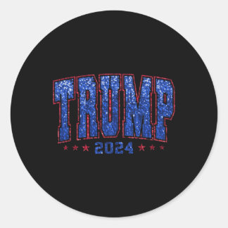 Faux Sequins Trump 2024 President Make America Tru Ronde Sticker