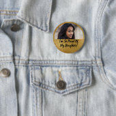 Faux Shimmer Gold Proud Afstuderen Foto Ronde Button 5,7 Cm (In situ)