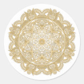Faux Shiny Gold Trendy Oriental Mandala Pattern Ronde Sticker (Voorkant)