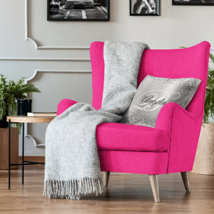 Faux Shiny Silver Glitter Brushed Metal Monogram Kussen