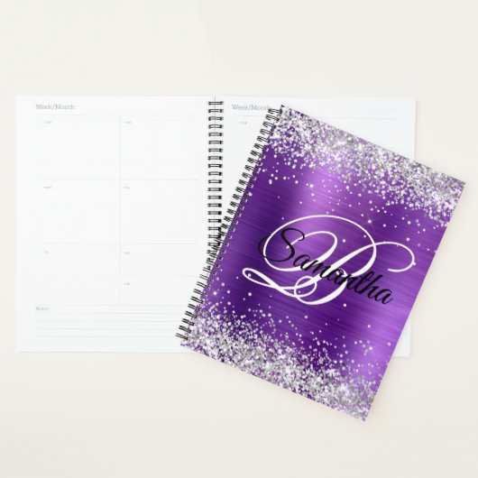 Faux Shiny Silver Parties scintillant Amethyst Foi (Devant avec enveloppe)