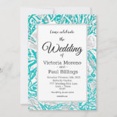 Faux Silk Embossé Illusion Rose / Invitation Turqu (Devant)