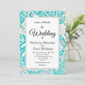 Faux Silk Embossé Illusion Rose / Invitation Turqu (Debout devant)