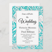 Faux Silk Embossé Illusion Rose / Invitation Turqu (Devant / Derrière)