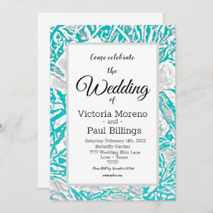 Faux Silk Embossé Illusion Rose / Invitation Turqu