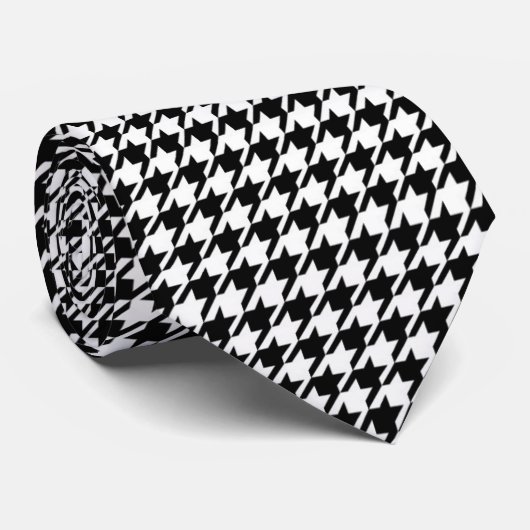 Faux Silk Houndstooth Luxe Stropdas (Opgerold)