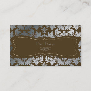 Faux Silver Baroque damask/DIY chocolade Visitekaartje