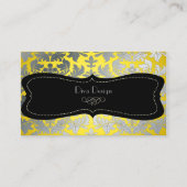 Faux Silver Baroque damask yellow/black Visitekaartje (Voorkant)
