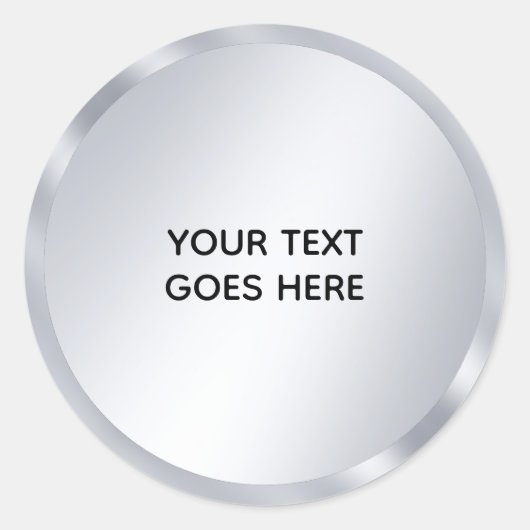 Faux Silver Blank Template Elegant Add Your Text Ronde Sticker (Voorkant)