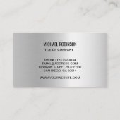 Faux Silver Business Logo QR Code Professional Visitekaartje (Achterkant)