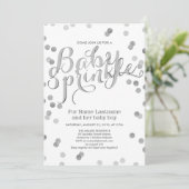 Faux Silver Confetti Modern Baby Sprinkle Invite Kaart (Staand voorkant)