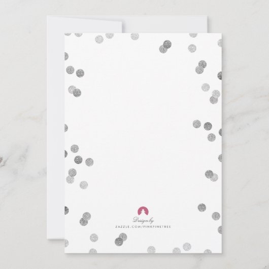 Faux Silver Confetti moderne Invitation d'arrosage (Dos)