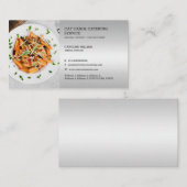 Faux Silver Custom Formele Voedsel Zakelijke Cater Visitekaartje (Voorkant / Achterkant)