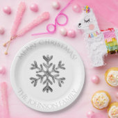 Faux Silver Diamonds Snowflake - kerstfeest Papieren Bordje (Feest)