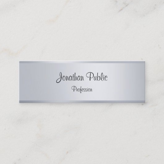 Faux Silver Elegant Handschrift Sjabloon Modern Mini Visitekaartje (Voorkant)