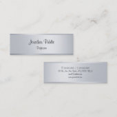 Faux Silver Elegant Handschrift Sjabloon Modern Mini Visitekaartje (Voorkant / Achterkant)