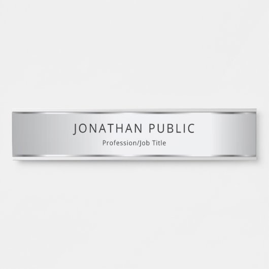 Faux Silver Elegant Modern Glamour Sjabloon Deurbordje (Voorkant)