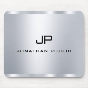 Faux Silver Elegant Monogram Sjabloon Muismat