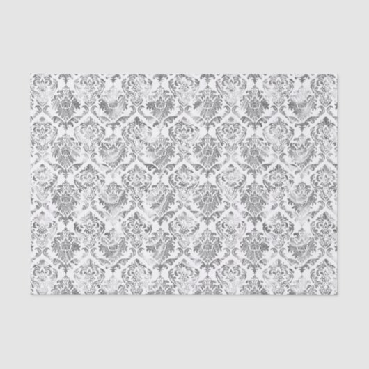 Faux Silver Floral Damaswit achtergrond 2 Tissuepapier (Voorkant)