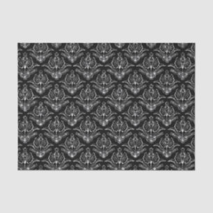 Faux Silver Floral Damaszwart, achtergrond Tissuepapier