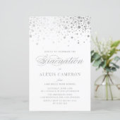Faux Silver Foil Confetti Afstuderen Invite (Staand voorkant)