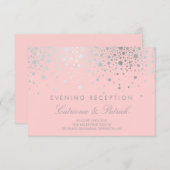 Faux Silver Foil Confetti Blush Reception Kaart (Voorkant / Achterkant)