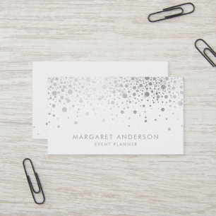 Faux Silver Foil Confetti Carte de visite moderne