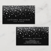 Faux Silver Foil Confetti | Carte de visite noir (Devant / Derrière)