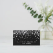 Faux Silver Foil Confetti | Carte de visite noir (Debout devant)
